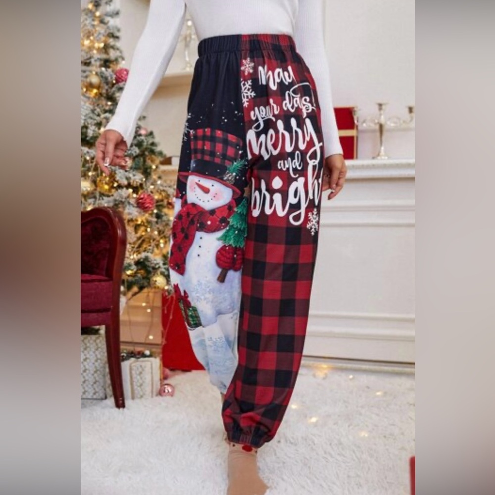 Festive Snowman and Plaid Leggings